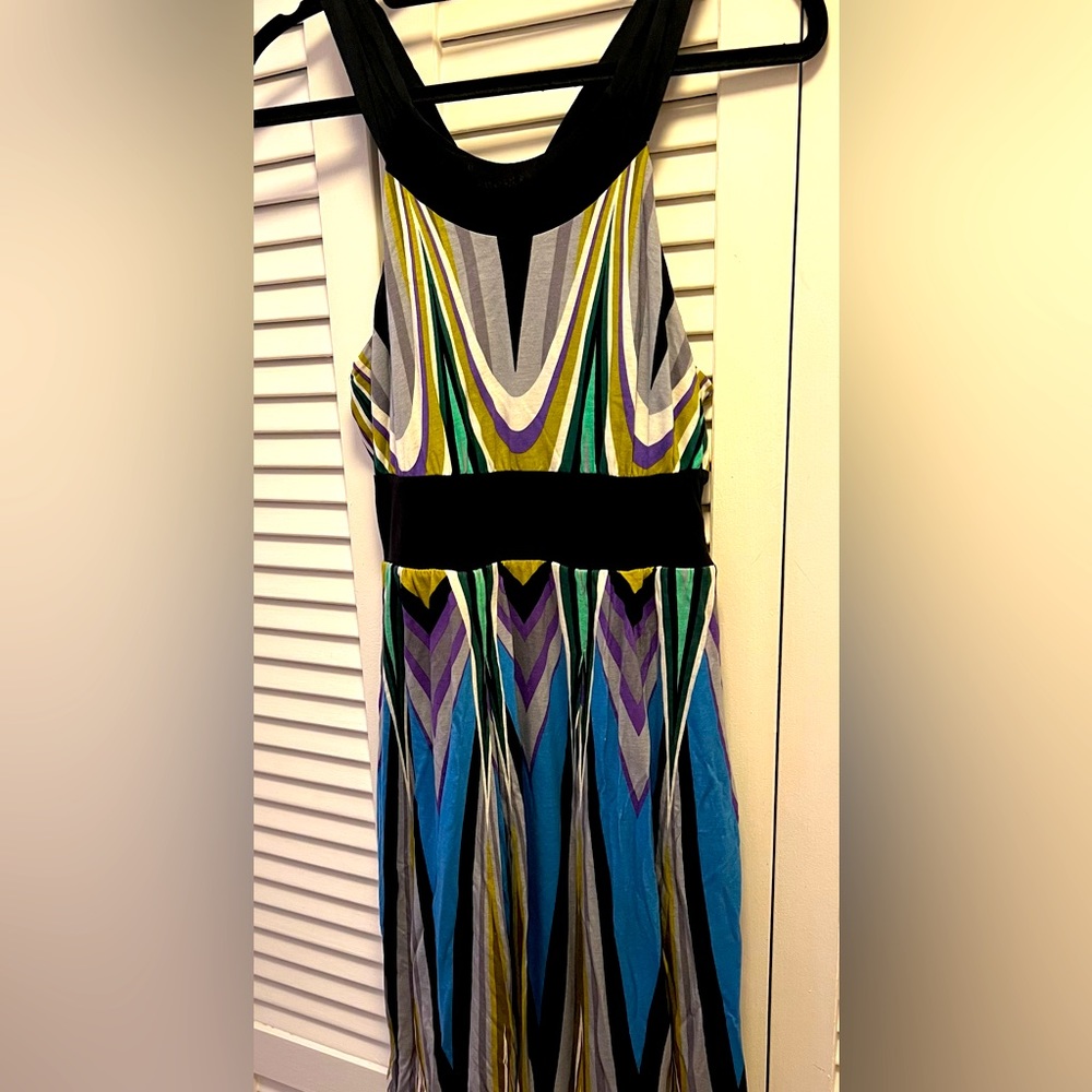 Deletta size medium midi dress. Blue/purple/grey pattern